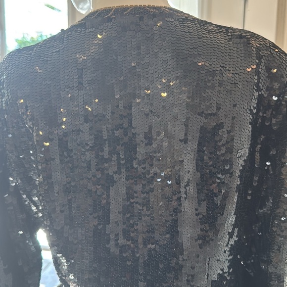 Vintage Crystal Evening Wear Double Breasted Black Sequin & Beaded Blazer Size S - Picture 7 of 11